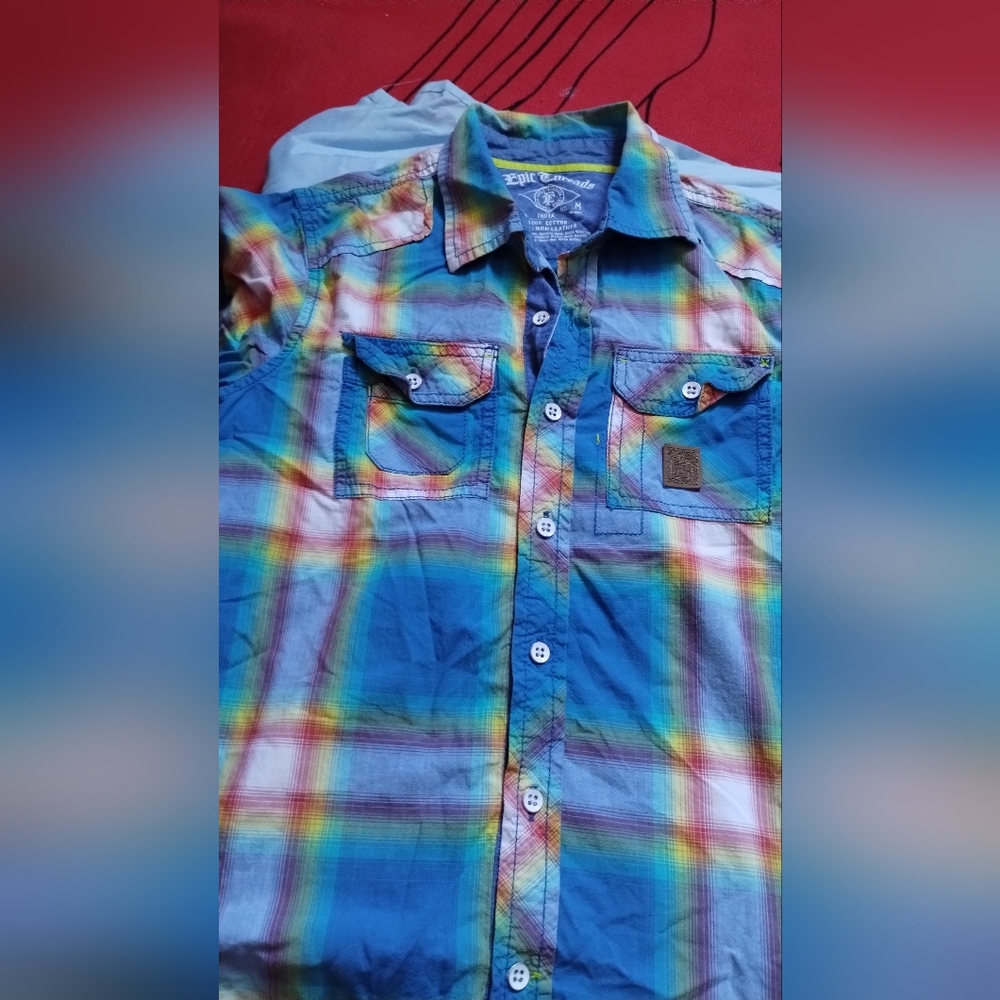 Epic Threads Vibrant Plaid Button-Up Shirt